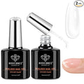 modelones Builder Nail Gel, 2 Pcs Clear Builder Nail Polish Base | 8-in-One Rubber Color Hard Gel Base Coat for Apex Building Thickening Extension DIY Home LED Lamp Cured