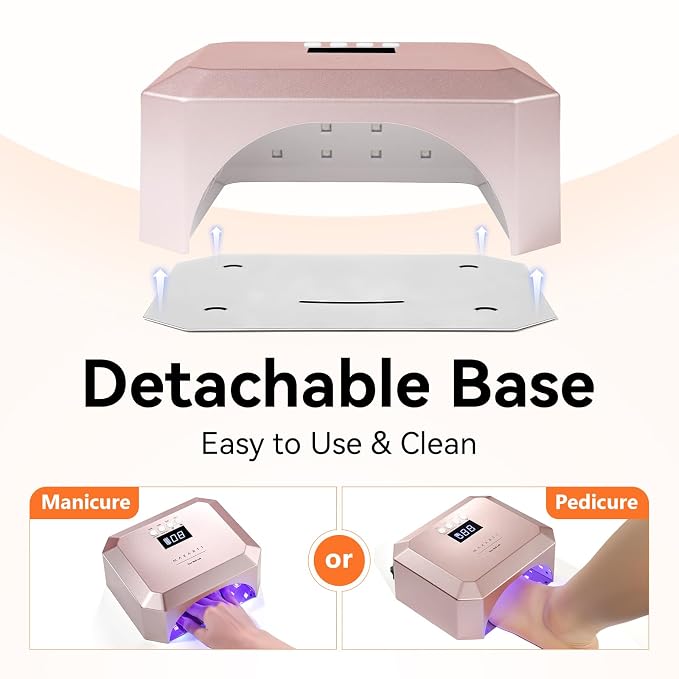 Makartt Professional UV LED Nail Lamp for Gel Nails, Salon Home DIY Use | Rechargeable 30W Nail Light with 39 LEDs Large Space 2600mAh Battery 4 Timers Auto Sensor Fast Curing for Salon, Rose Pink