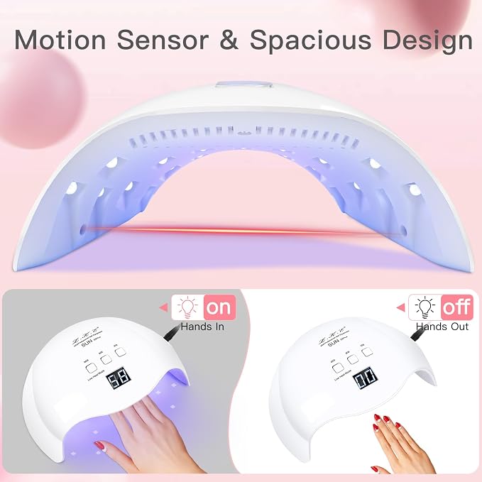 Gel UV LED Nail Polish Lamp, LKE Nail Dryer 40W LED Light with 3 Timers Professional for Nail Art Tools Accessories White
