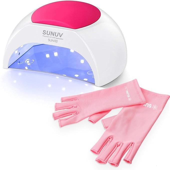 SUNUV SUN2C UV Light for Nails, UV Light Gloves Pink Compatible with All Gel Types