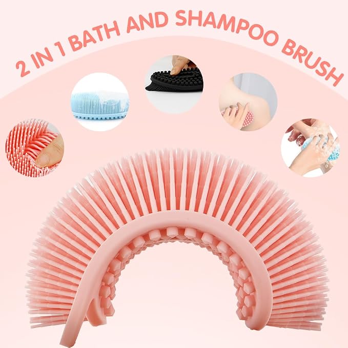3 Pack Silicone Body Scrubber, Silicone Loofah Soft Exfoliating Body Scrubber, Silicones Body Brush Bath Shower Scrubber for Body, 2 in 1 Bath and Shampoo Wash Brush for Skin Exfoliation Men Women