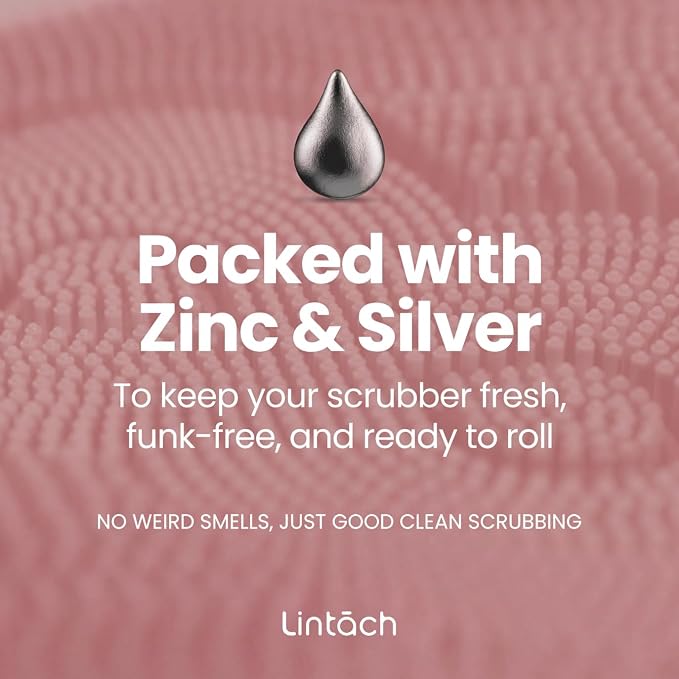 Silicone Shower Scrubber for Body – Exfoliating Loofah Alternative, Zinc & Silver-Infused, Hygienic & Gentle for Sensitive Skin, Durable & Long-Lasting Body Scrubber for Women - Rose Pink