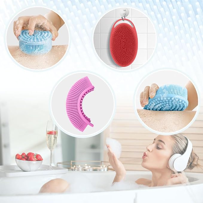 Silicone Body Scrubber,Loofah Exfoliating Body Scrubber,Bath Brush,Set of 3 Soft Body Scrubber,Dead Skin Remover for Body,Shower Scrubber for Body,Fit for Sensitive and All Kinds of Skin