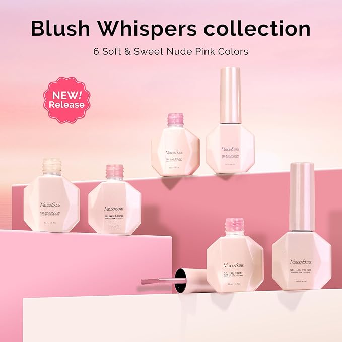MelodySusie Pastel Pink Gel Nail Polish Set - 6 Colors Nude Pink Milky White Soak Off UV LED Gel Polish Gift for Women Nail Art Manicure Salon DIY Nail Design Decoration at Home