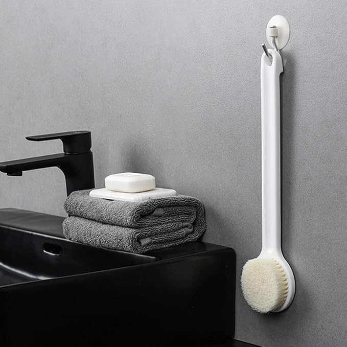 Body Brush Dry Brushing Shower Bath Brush Long Handle Gentle Back Skin Scrubber Exfoliate Massage Improve Blood Circulation Cellulite Treatment