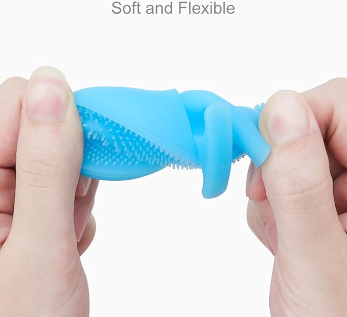 Super Soft Silicone Face Cleanser and Massager Brush Manual Facial Brush | INNERNEED Short Bristles Exfoliating Cleansing Handheld Mat Scrubber for Sensitive, Delicate, Dry Skin (Pack of 4)