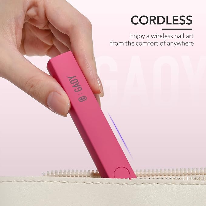 GAOY Handheld UV Light for Gel Nails, Portable LED Nail Lamp, Mini Nail Light, Cordless Rechargeable USB Nail Dryer for Fast Curing, Rose