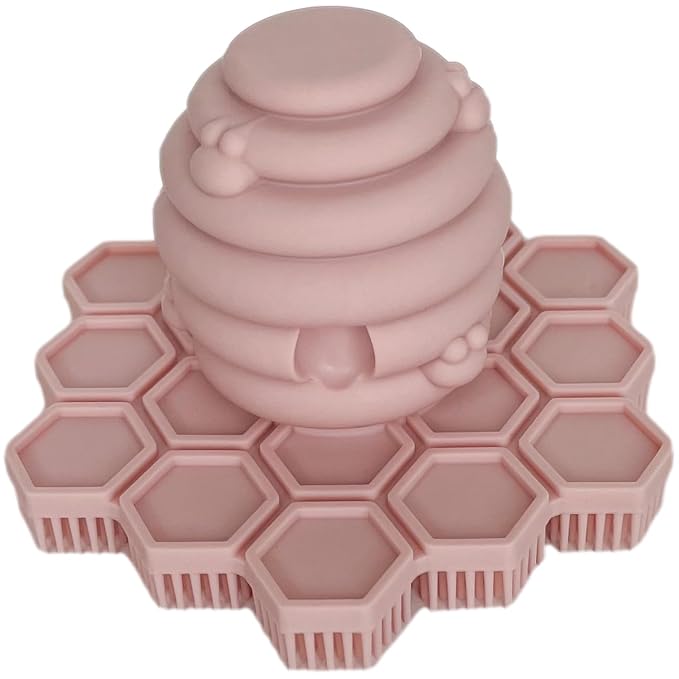 Big Bee, Little Bee - Kids Original ScrubBEE, 100% Silicone Childrens Bath Scrubber, Promotes Effective Independent Hand & Body Washing, As Seen on Shark Tank (Rose)