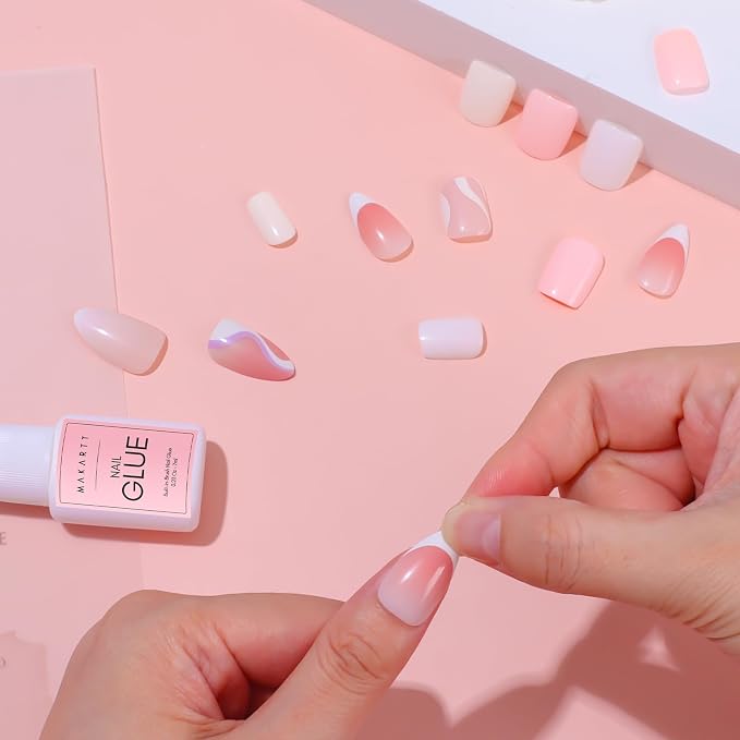 Makartt Brush-On Nail Glue for Press On Nails & Tips: Air Dry, 7ML, Strong | No UV lamp needed, 5-10s quick dry, built-in brush, HEMA-free & TPO-free for sensitive skin, Both for Clear & Opaque Nails