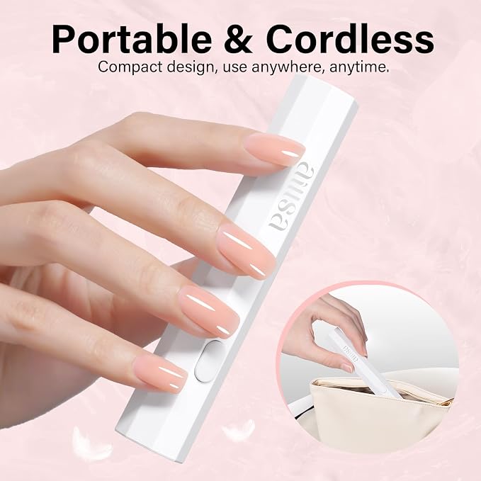 AILLSA Solid Nail Glue Gel 30g with White Mini UV Lamp | Strong Nail Glue Gel for Acrylic Nail Tips, Mini LED UV Nail Light for Press On Nails