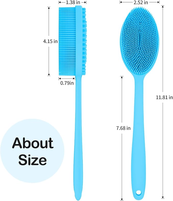 MateeyLife Silicone Body Scrubber Exfoliator with Handle, Gentle Back Scrubber, Shower Brush for Body, Bath Back Brush