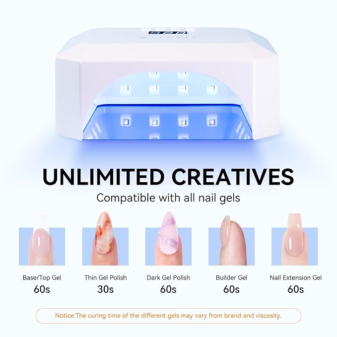 Makartt UV LED Nail Lamp: UV Light for Gel Nails Rechargeable Aurora 36W Gel Lamp with 4 Timers & Auto Sensor Professional Fast Curing Cordless Nail Light for Home Salon Manicure | 36W Gel Lamp with 4 Timers & Auto Sensor 36 Beads Fast Curing Cordless ...