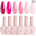 MelodySusie Bright Pink Gel Nail Polish Set - 6 Colors Nude Pink Neon Pink Purple Soak Off UV LED Gel Polish Gift for Women Nail Art Manicure Salon DIY Nail Design Decoration at Home