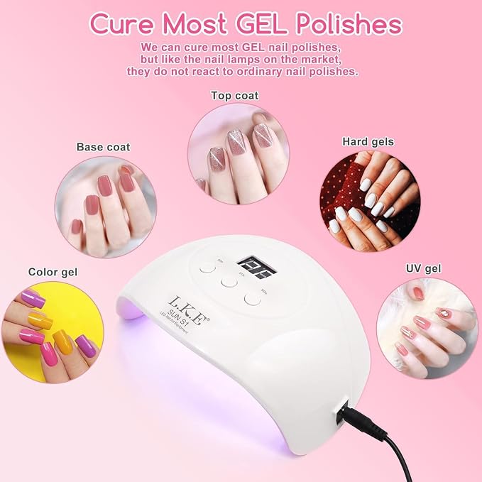 Wisdompark 72W UV LED Nail Lamp, UV Light for Gel Nails with 15 Beads Curing lamp 3 Timer Nail Dryer, LCD Display, Auto Sensor, Professional Nail Lamps for Gel Polish for Advanced DIY at Home