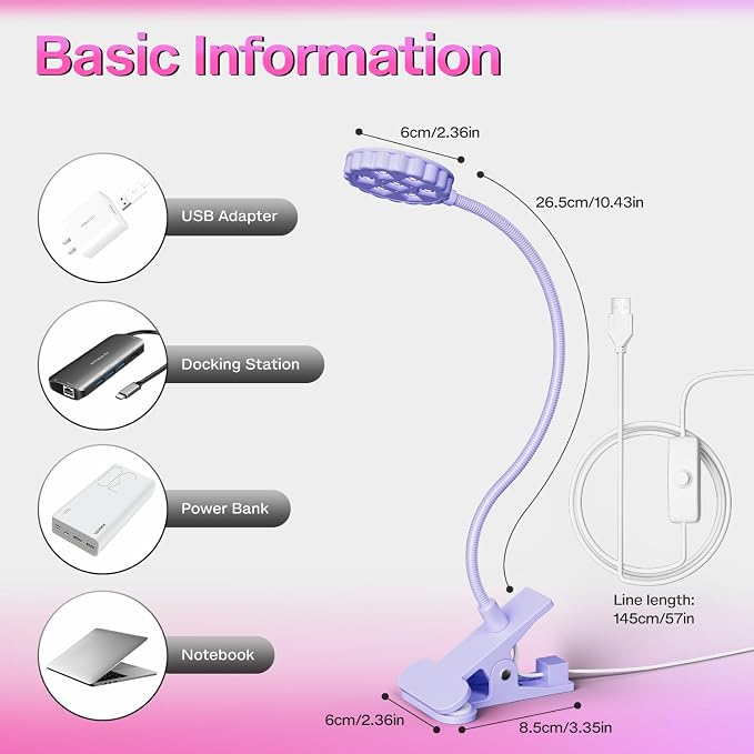 LIORA UV LED Nail Lamp: Portable USB 6W Flexible Gooseneck Desk Lamp with Clamp, Flash Cure Gel Nail Dryer for Home DIY & Salon Use