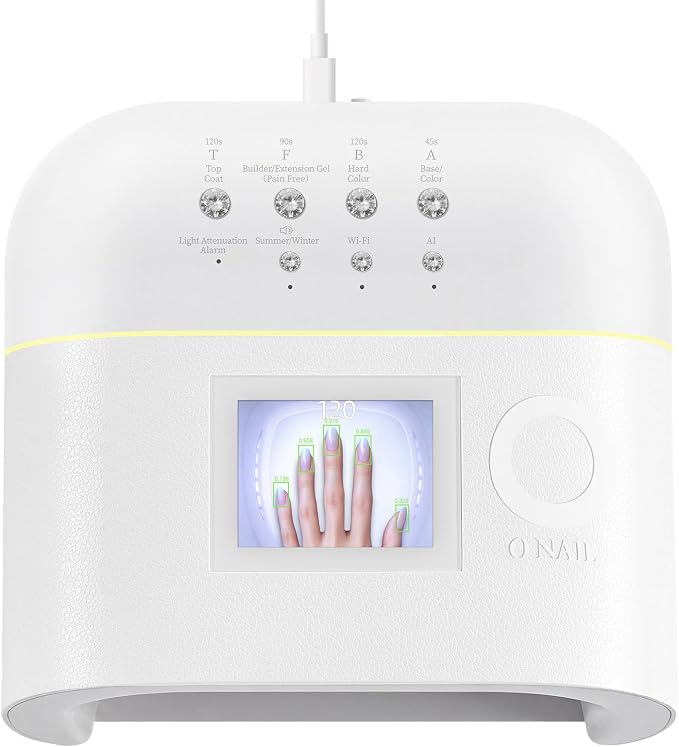 AI UV LED Nail Lamp for Gel Nails - O NAIL Smart Nail Dryer for Gel Polish with AI Detection, Portable Compact, Skin Friendly Curing Light for Nail Art DIY Home & Travel Beginners(Plug-in Version)