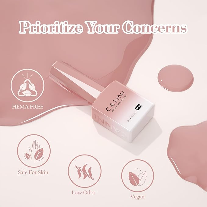 CANNI 9ML Jelly Gel Nail Polish Set, 6 Nude Pink Shades UV LED Soak Off Gel | Smooth Application • Highly Pigmented • Glossy Finish • Long-Lasting Wear • Nail Art • Salon DIY Manicure • Easy Application