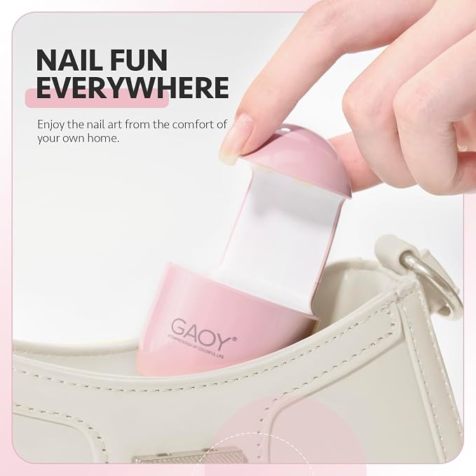GAOY Mini UV Light for Gel Nails, Small LED Nail Lamp, Fast Curing, Pink | Portable Travel Manicure, Perfect for Nail Tips & Quick Repairs, DIY Nail Art, USB-C Powered