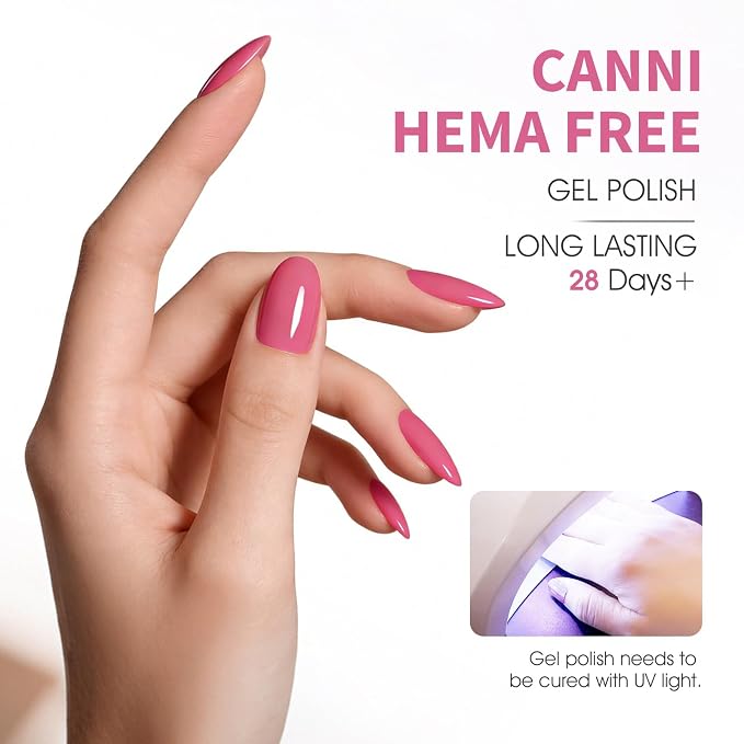 CANNI 9ML Gel Nail Polish Set, 6 Rose Shades UV LED Soak Off Gel Polish | Smooth Application • Highly Pigmented • Glossy Finish • Long-Lasting Wear • Nail Art • Salon DIY Manicure • Easy Application
