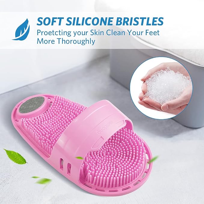 Silicone Shower Foot Scrubber Personal Foot Massage and Cleaning, Non-Slip Foot Scrubber for Men and Women (1PCS Pink)
