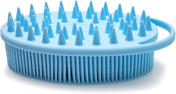 Blue Silicone Exfoliating Body Shower Scrubber Brush - Soft for Kids & Adults, All Skin Types