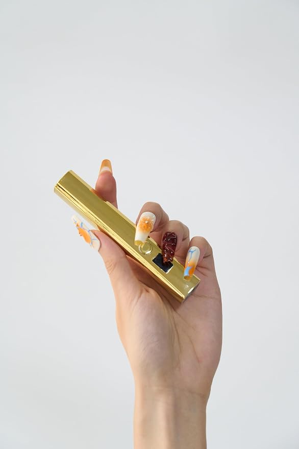 Handheld UV Nail Lamp, 5W Sparkly UV Light for Gel Nails, Portable LED Nail Lamp, Mini Nail Dryer with LCD Screen, USB Nail Light for Fast Curing, Gold