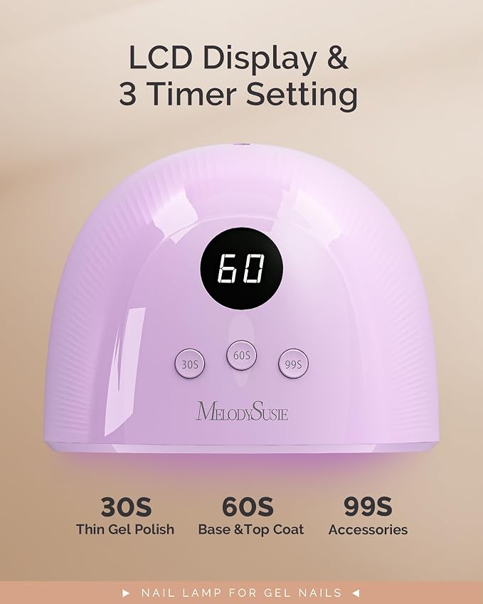 MelodySusie UV Nail Lamp P-Plus30F for Fast Curing Gel Nail Polish | 36W,3 Timer Settings,Smart Sensor,LCD Display,99s Low-Heat Mode,30 UV/LED Beads,Jelly Gel,Base Top Coat,for Beginners at Home
