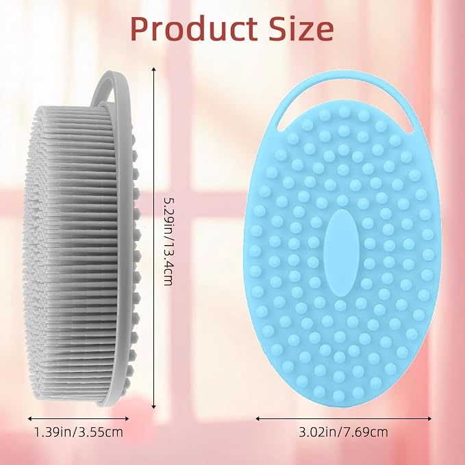 Silicone Body Scrubber 2 Pcs Silicone Loofah Exfoliating Body Scrubber for Men Women Soft Silicones Shower Scrubbers Double Sided Silicones Bath Bodys Brush for All Skin Lather Well, Gray and Blue
