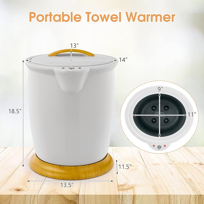 S AFSTAR 20L Towel Warmers for Bathroom - Large Luxury Towel Warmer Bucket with Removable Lid, Fragrance Holder, Auto Shut Off, Towel Warmers Spa for Two 40" x 70" Oversized Towels Blankets (Gray)