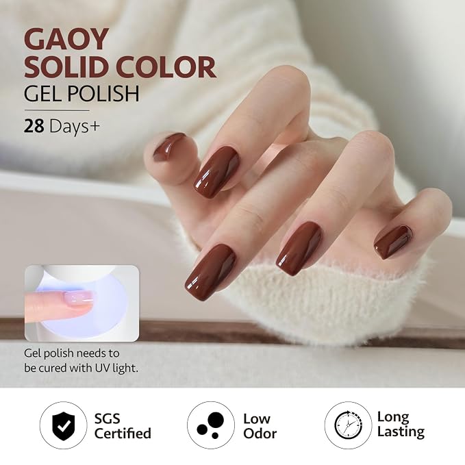 GAOY Hazelnut Chocolate Gel Nail Polish, 6 Colors Brown Nail Polish Set, Soak Off UV Cure Gel for DIY Manicure at Home and Salon