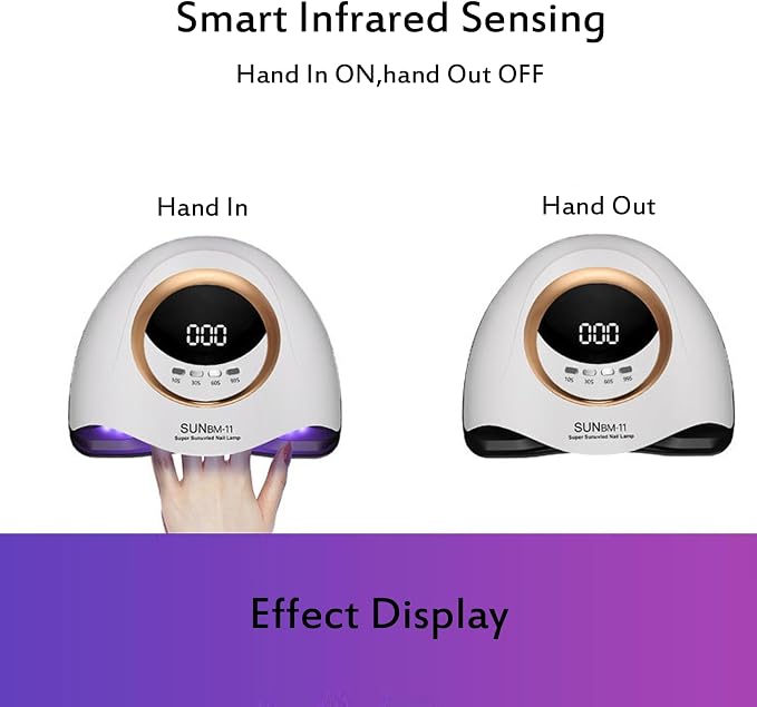 HVEST UV LED Nail Lamp 180W Nail Dryer for Gel Polish Smart 4 Timer Nail Cure Lamp 45 Lamp Beads Fast Drying Professional Nail Supplies Nail Light for Gel Nails