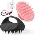 Manmihealth Large Hair Scalp Scrubber, One-piece Silicone Scalp Massager | Long Bristles Shampoo Brush for Dandruff Removal and Hair Growth with Hang Strap, Wet Dry Use (Pink+Black)