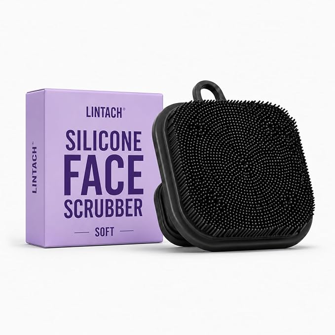 Silicone Face Scrubber, Facial Cleansing Brush for Exfoliating – Charcoal | Fine Silicone Bristles and Secure Back Grip for Gentle Exfoliation, Deep Cleansing and Everyday Facial Care