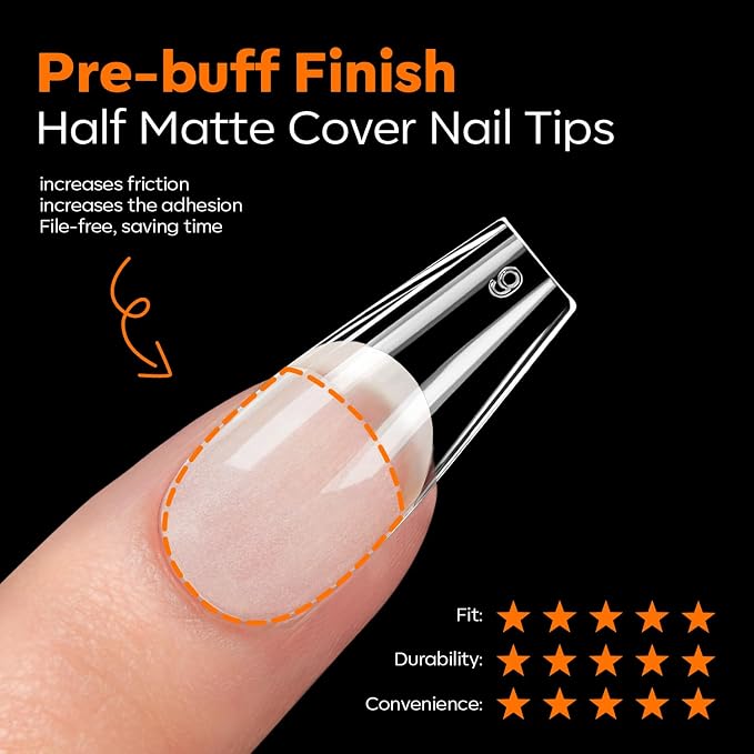 Modelones Medium Coffin Nail Tips Pre-shaped Soft Gel Fake Nails False Full | Fake Nails False Acrylic Clear Full Cover Press on Extension Kit Gel Manicure DIY at Home 216PCS 12Sizes