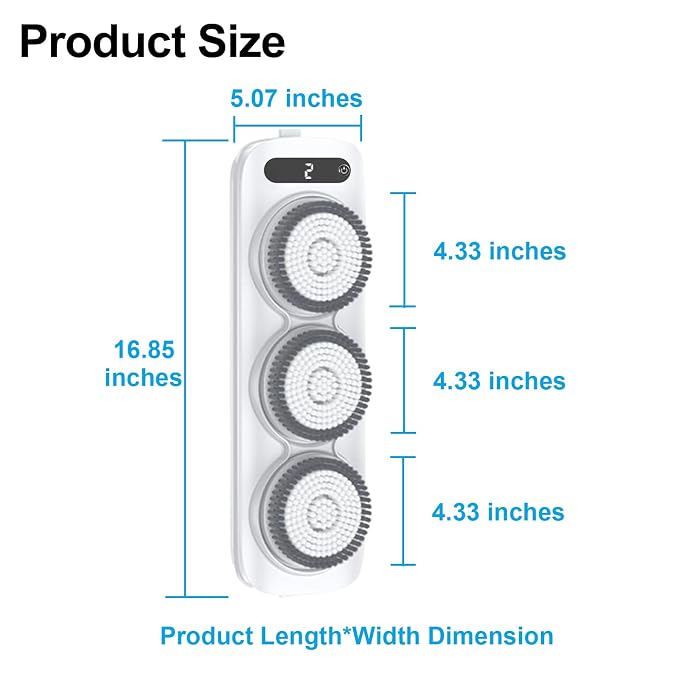 Electric Back Scrubber for Shower, Wall Mounted Electric Shower Back Scrubber, Dry Brushing Body Brush for Bathing, Cleansing, Exfoliating and Massaing, with 3 Spin Skin Bath Brush Heads