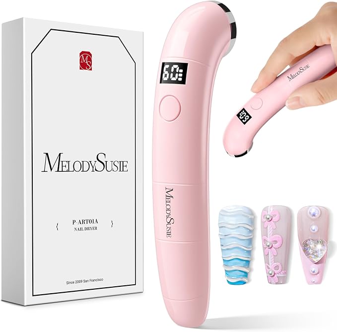 MelodySusie Handheld Flash Cure Nail Lamp P-ART01A Cordless Mini Nail Light | Concave Ergonomic Handle for Nail Tech, Spot Cure for Soft Gel, Gel-X & Press-On, 630mAh Battery