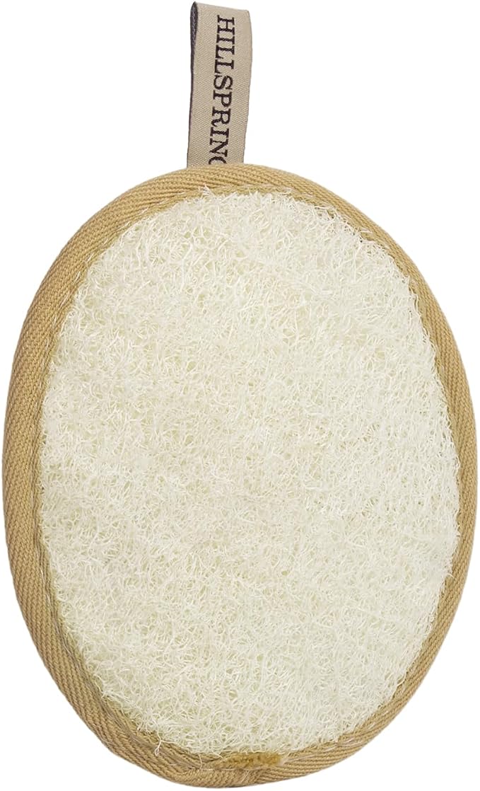 HILLSPRING Natural Loofah Pad, Exfoliating Body Scrubber, 1-Pack (Brown) | Double-Sided, Oval, Eco-Friendly, for Bath Shower SPA, Fast Drying