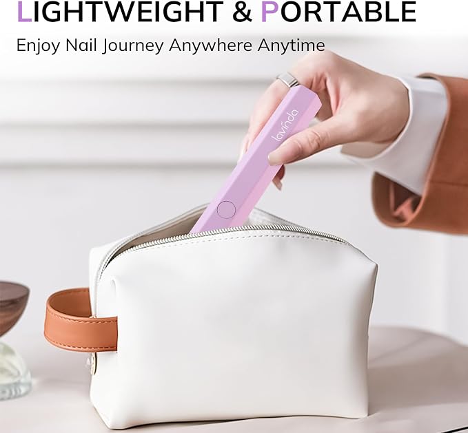 Lavinda Handheld UV Light for Gel Nails, Mini Nail Lamp, Portable Cordless Rechargeable UV Led Nail Lamp Nail Dryer for Fast Curing Gel Polish USB Flashlight for Home DIY Manicure