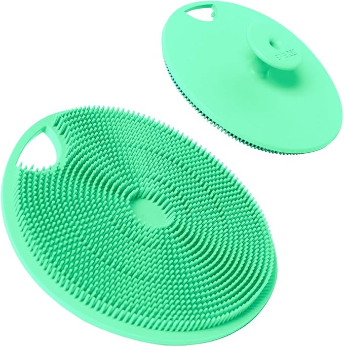 Boie USA Body Scrubber with Handle - Hygienic, Exfoliating Loofah Alternative - Feels Like Silicone Scrubber Gentle on Sensitive Skin, Hypoallergenic, BPA & Latex-Free, Made in the USA (Mint)
