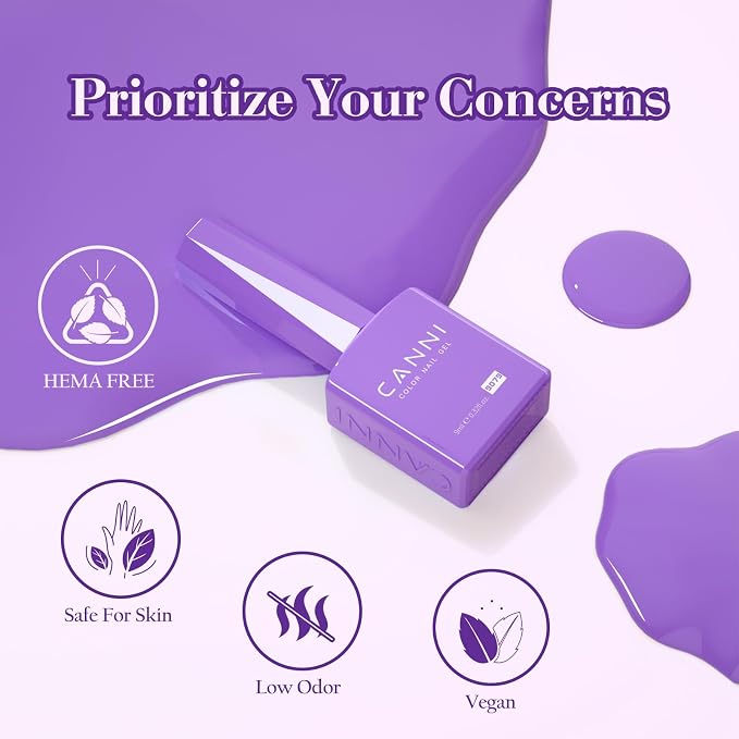 CANNI 9ML Gel Nail Polish Set, 6 Purple Shades UV LED Soak Off Gel Polish | Smooth Application • Highly Pigmented • Glossy Finish • Long-Lasting Wear • Nail Art • Salon DIY Manicure • Easy Application