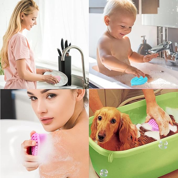 TDHDIKE Silicone Body Scrubber Loofah Set of 3 Exfoliating | Soft Bath Shower Brush for Sensitive Skin, Kids Women Men, Hygienic & Easy to Clean
