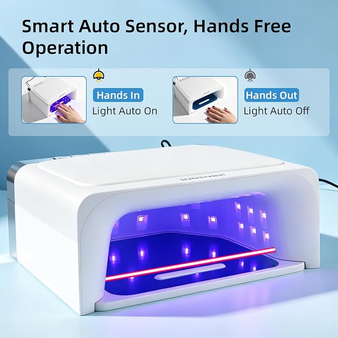 JODSONE Nail Curing Lamp U V LED Gel Nail Lamp with Arm Rest Magnetic Detachable Tray 4 Timer Modes LCD Display Infrared Sensor