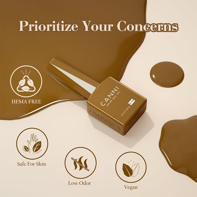 CANNI 9ML Gel Nail Polish Set, 6 Neutral Beige Shades UV LED Soak Off Gel | Smooth Application • Highly Pigmented • Glossy Finish • Long-Lasting Wear • Nail Art • Salon DIY Manicure • Easy Application