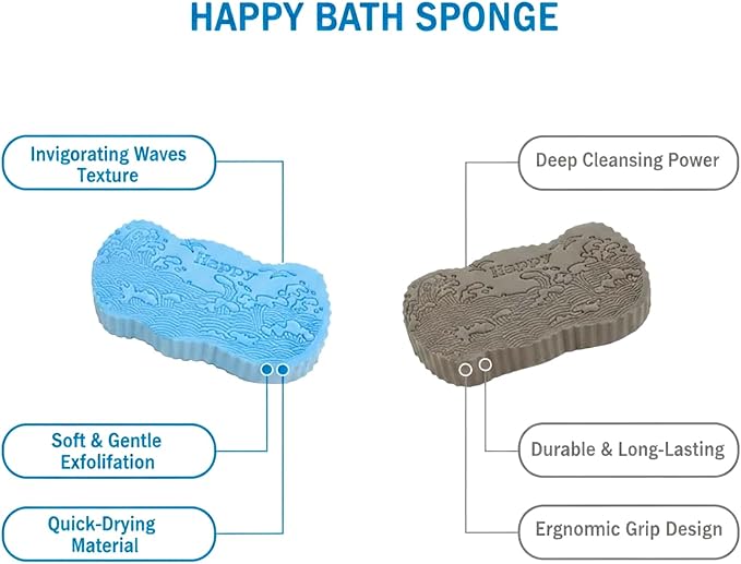 Magic Exfoliating Bath Sponge & Scalp Massager Set (2 Sponges, 1 Scrubber), Body Scrubber & Silicone Scalp Brush for Deep Cleansing, Dandruff Care & Relaxation