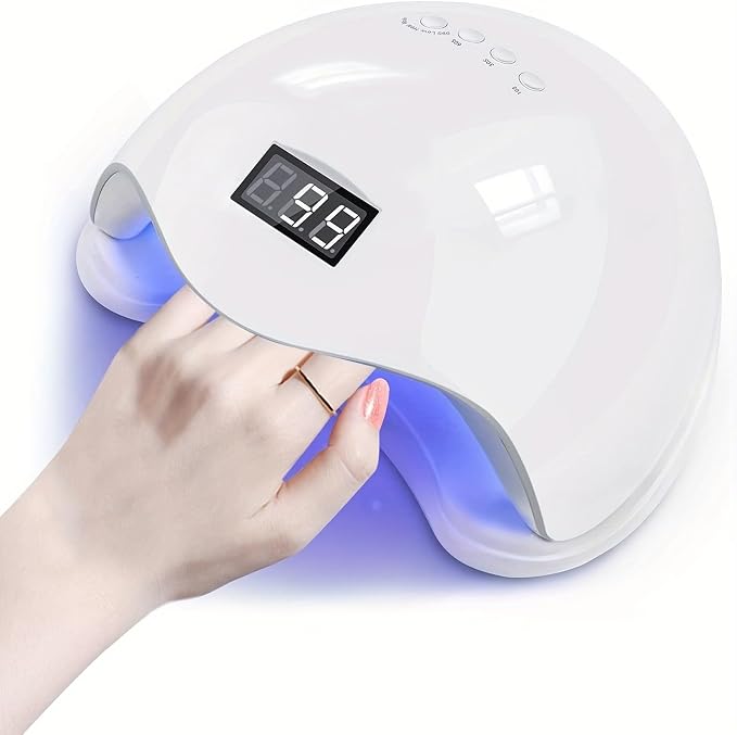LED Nail Lamp, 48W Nail Dryer Gel Nail Polish Curing LED UV Light with 4 Timers Automatic Sensor LCD Display Professional Nail Art Tools Accessories for Fingernail Toenail Salon(White