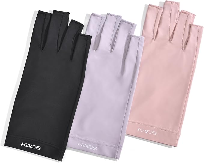 KADS UV Gloves for Nail Lamp,Professional UPF100+ UV Protection Gloves Fingerless Gloves Shield Skin from Sun and Nail Lamp
