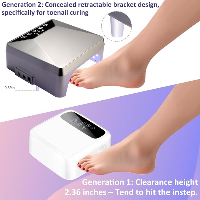 Rechargeable 78W UV LED Nail Lamp for Gel Nails, Cordless Nail Dryer with Hidden Telescopic Stand for Hands & Feet,15600mAh Battery,30/60/99/180s Custom Timer,Mirror Base,Lock Screen for Salon Home