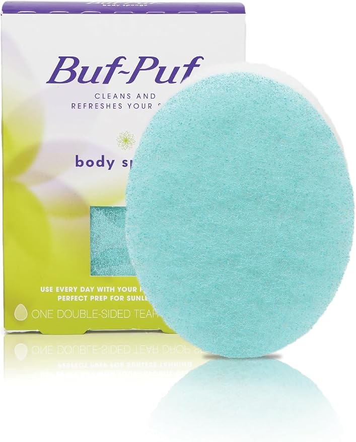 Buf-Puf Body Sponge, Bath Sponge, Dermatologist Developed, Cleanses Skin of Dirt, and Excess Oil, Reusable, Exfoliating, 4 Count