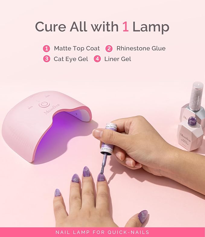MelodySusie Cordless UV/LED Nail Lamp P-Art06G for Gel Polish | 6W, 45s/75s timers, smart sensor, 1000mAh, 3-5h use. Safely cures half-cured strips, base coat, and top coat without heat