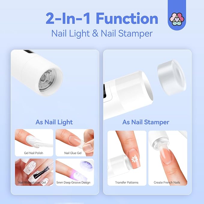 SAVILAND 9W White Flash Cure Gel Nail Lamp UV Light for Nails with Stand | LCD display, 8s quick drying, Cordless handsfree, Silicone nail stamper use, Salon & home manicure tool